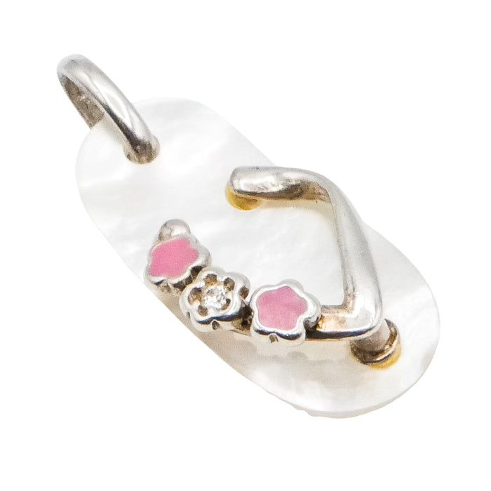 Truth Jewellery Sterling Silver Mother of Pearl Flip Flop Charm | Beach Summer Charm Pendant