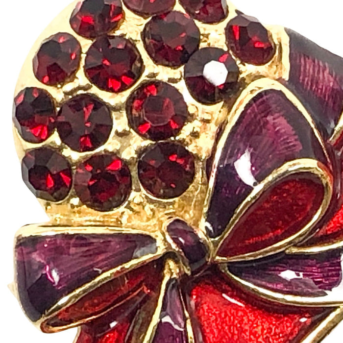 Two Vintage Red Hat Society Rhinestone And Enamel Brooches