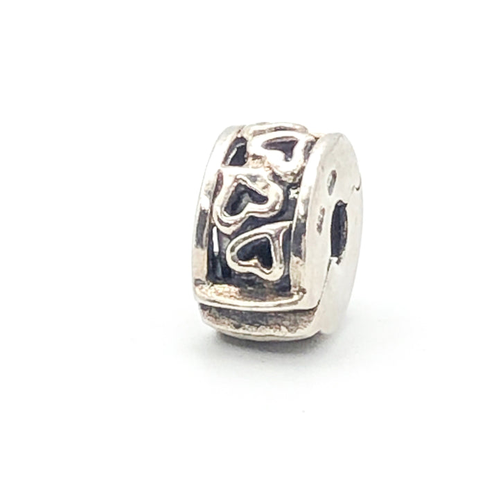 Unbranded Hearts Sterling Silver Clip Charm With Silicone
