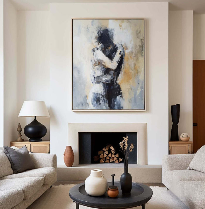 Unspoken Gravity I gallery view of abstract figure canvas art