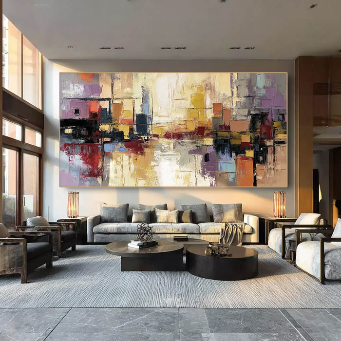 Urban Pulse I modern painting with dynamic color fields and urban rhythm