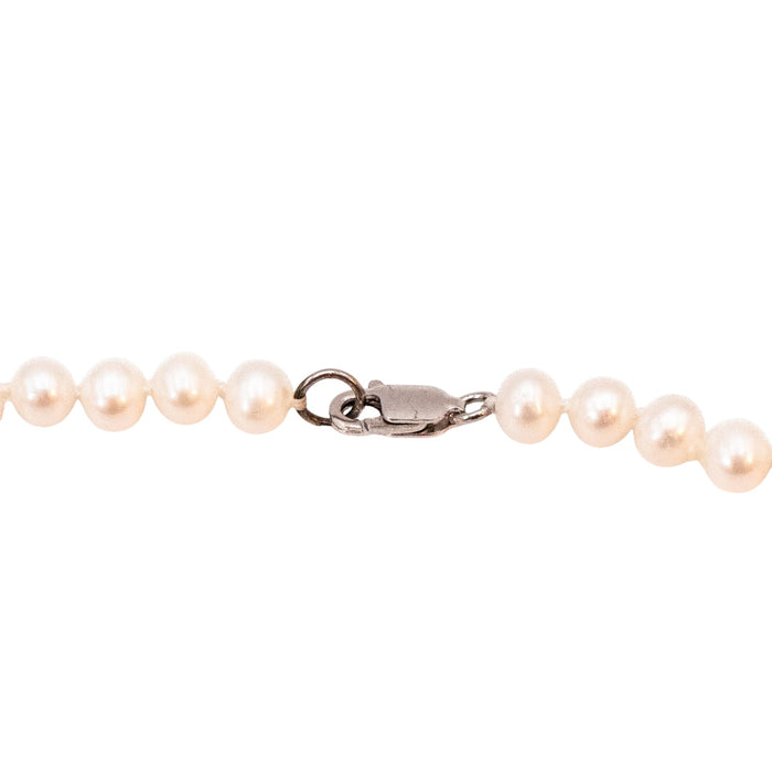 Vintage 18-Inch Cultured 5.5mm White Pearl Necklace With Sterling Silver Clasp