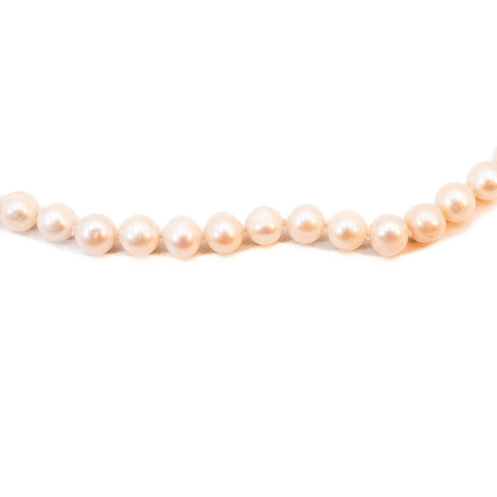 Vintage 18-Inch Cultured White 7mm Pearl Necklace Heart Toggle Clasp