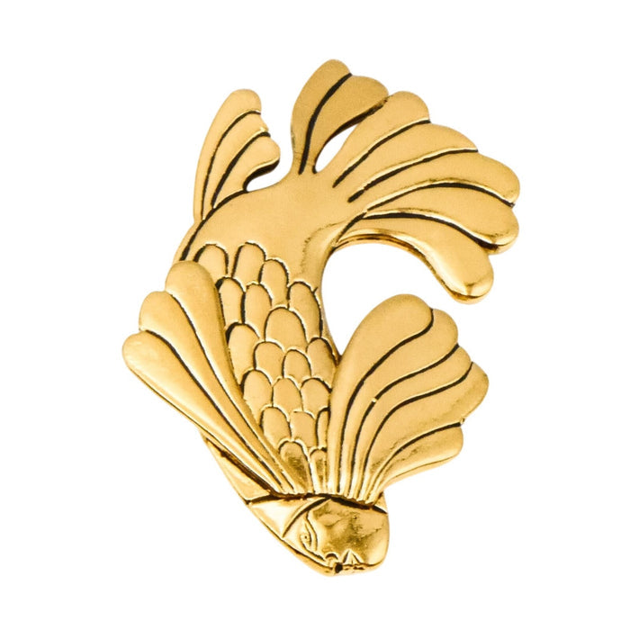 Vintage 1980's Laurel Burch Koi Fish Brooch Gold Plated