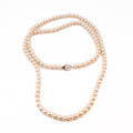Vintage 37 Inch Simulated Pearl Necklace Long Strand Grey White Classic