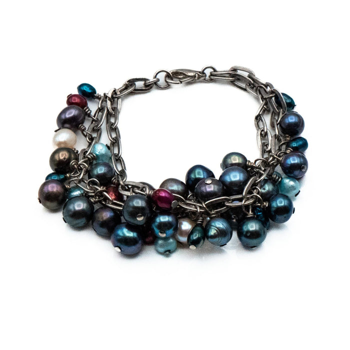 Vintage 6.7-Inch Simulated Pearl Cluster Double Bracelet