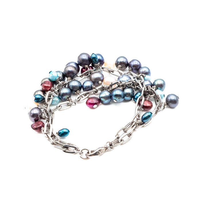 Vintage 6.7-Inch Simulated Pearl Cluster Double Bracelet