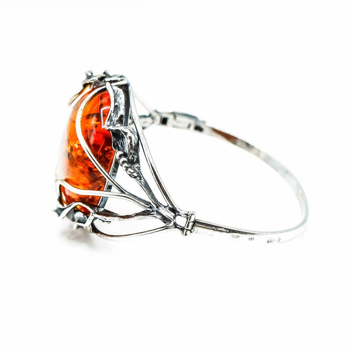 Vintage Amber Sterling Silver Bangle Bracelet Size 7.5