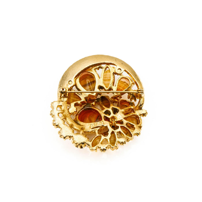 Vintage ART Gold Plated Fall Color Brooch