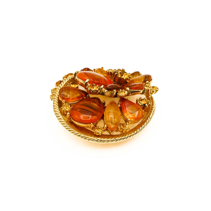 Vintage ART Gold Plated Fall Color Brooch