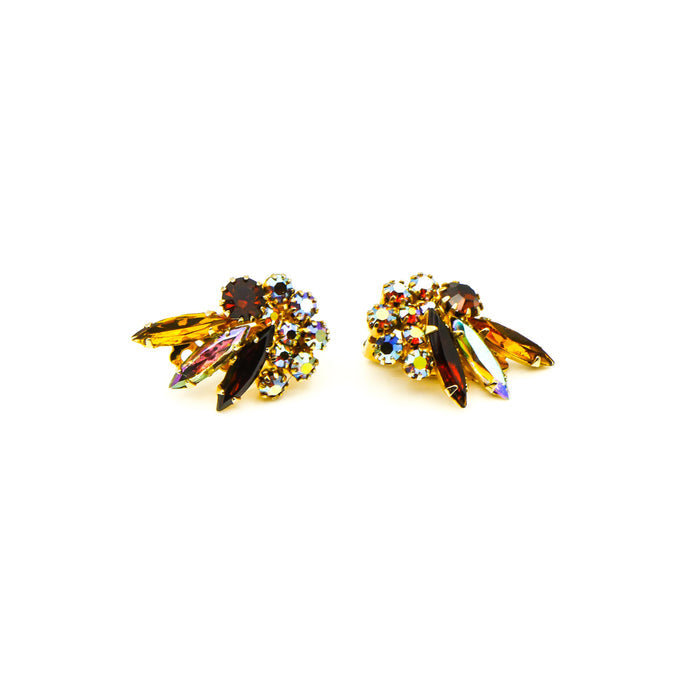 Vintage Aurora Borealis Demi-Parure Brooch and Earrings Set
