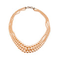 Vintage Champagne Pearl Triple Strand Necklace Rhinestone Clasp 16.5 Inches