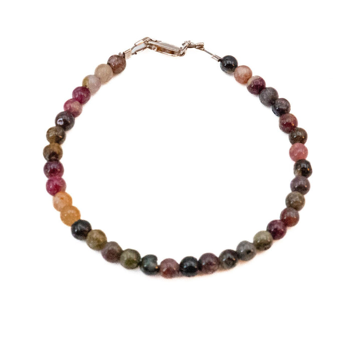 Vintage Colorful Tourmaline Bracelet With Sterling Silver Clasp - 6.7 Inches