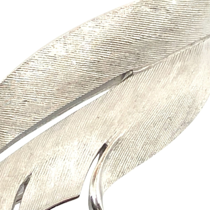Vintage Crown Trifari Silver Tone Feather Brooch