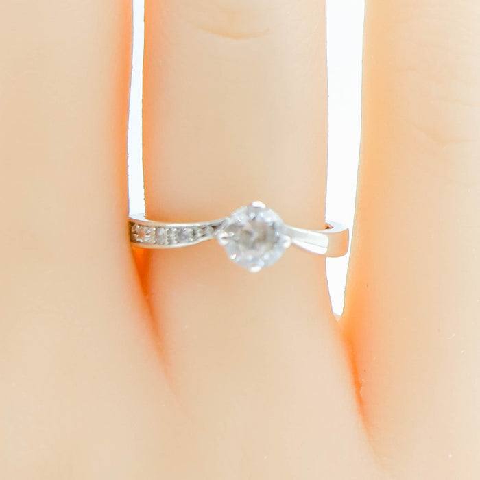 Vintage Cubic Zirconia Engagement Ring Size 6.75 in Sterling Silver
