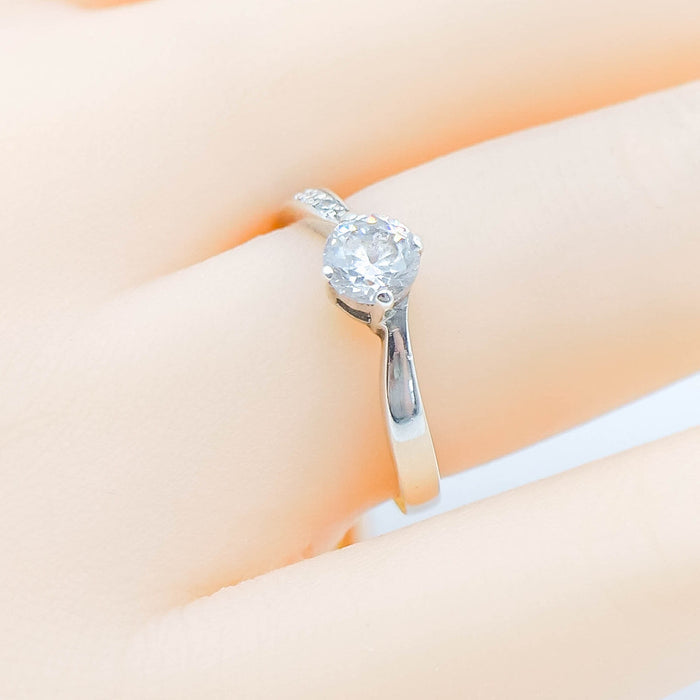 Vintage Cubic Zirconia Engagement Ring Size 6.75 in Sterling Silver