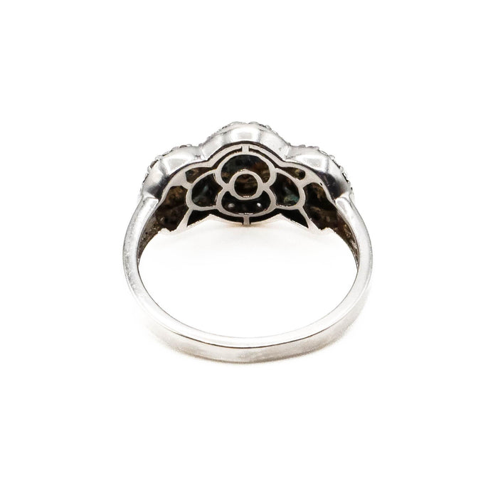 Vintage Diamond Illusion Ring in Sterling Silver Size 8
