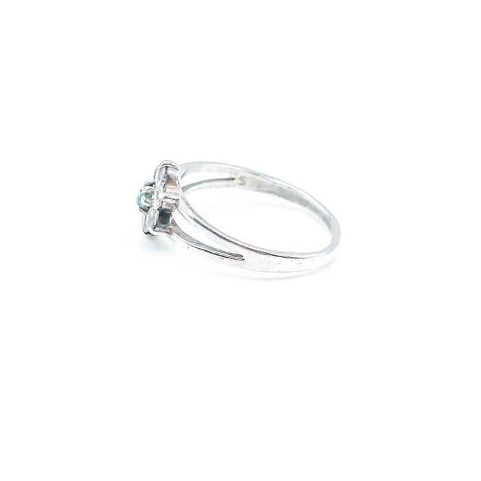 Vintage Emerald Flower Ring With Cubic Zirconia Size 10