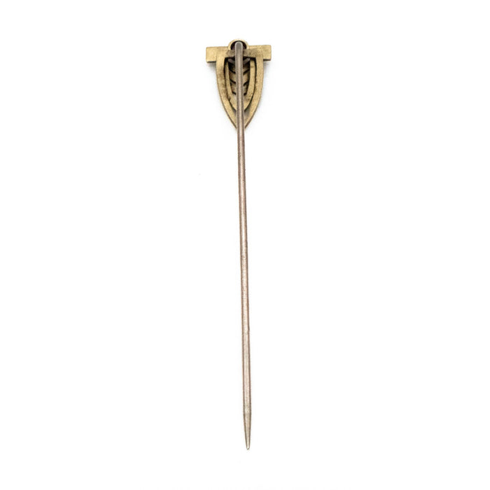 Vintage Gold Plated Shield Hat Pin With Purple Rhinestone