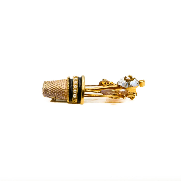 Vintage Gold Plated Thimble Brooch Pin