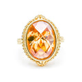 Vintage Gold Plated Yellow Crystal Cocktail Ring Size 8