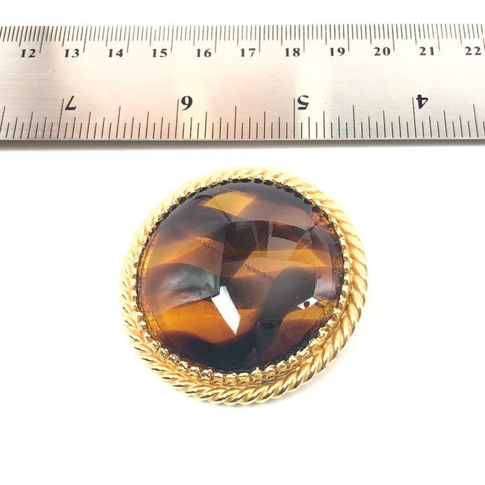 Vintage Kramer Translucent Brown Tones Resin Gold Tone Brooch