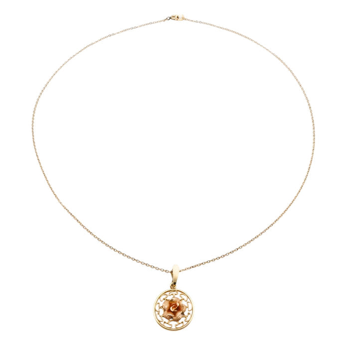 Vintage Krementz Gold Filled Rose Pendant Necklace Romantic Floral Jewelry