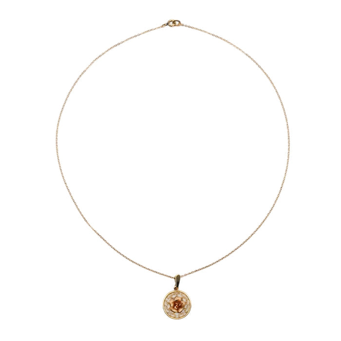 Vintage Krementz Gold Filled Rose Pendant Necklace Romantic Floral Jewelry