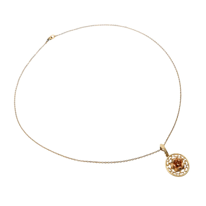 Vintage Krementz Gold Filled Rose Pendant Necklace Romantic Floral Jewelry