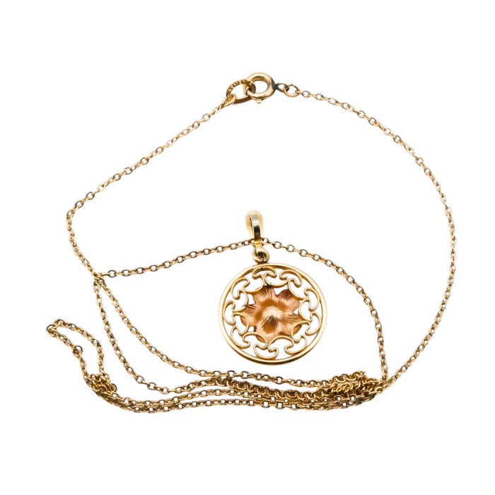 Vintage Krementz Gold Filled Rose Pendant Necklace Romantic Floral Jewelry