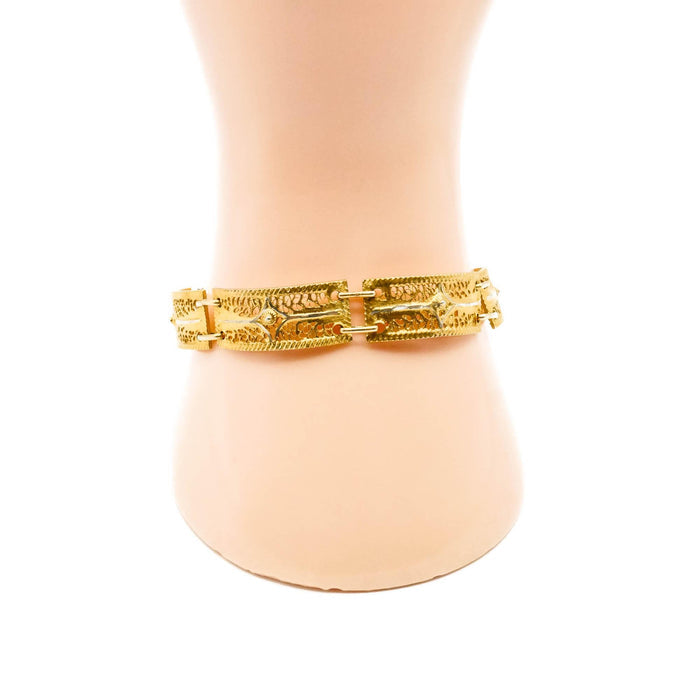 Vintage Lace Filigree Link Bracelet in Gold Over Sterling Silver Size 7