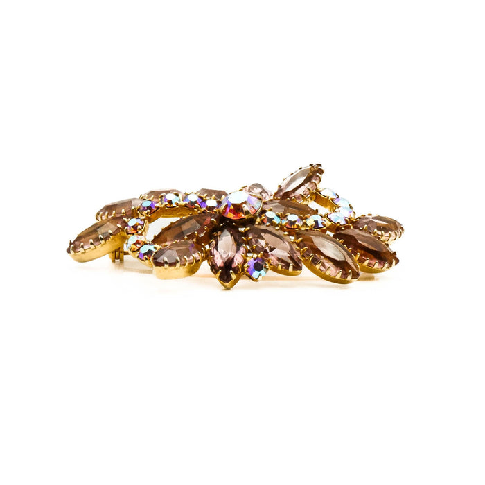 Vintage Lavender Rhinestone Aurora Borealis Crystal Brooch