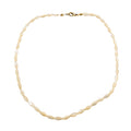 Vintage Mother Of Pearl Rice Bead Necklace 16 Inches With Gold-Tone Clasp