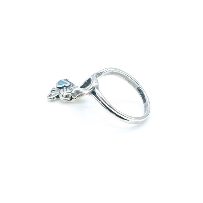 Vintage Native American Sterling Silver Turquoise Heart Butterfly Ring Size 5.25