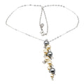 Vintage Nolan Miller Faux Pearl And Crystal Y Necklace 18 Inches
