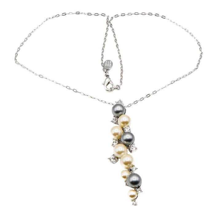 Vintage Nolan Miller Faux Pearl And Crystal Y Necklace 18 Inches