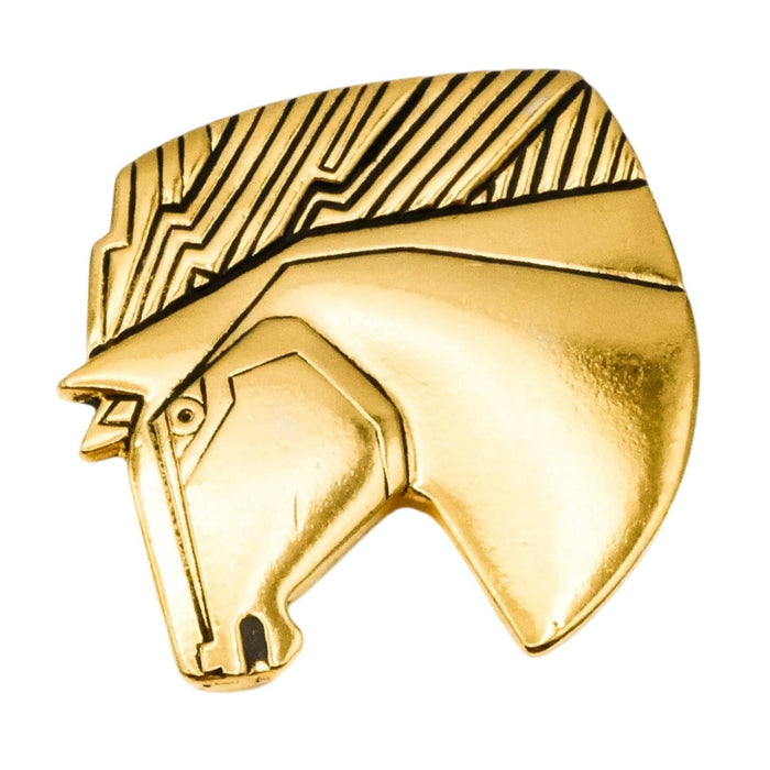 Vintage Rare Laurel Burch Wild Horse Brooch Gold Plated 1980s