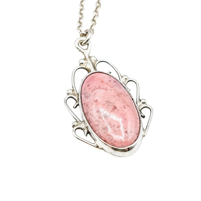 Vintage Rhodonite Sterling Silver Necklace