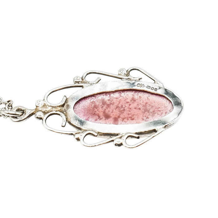 Vintage Rhodonite Sterling Silver Necklace