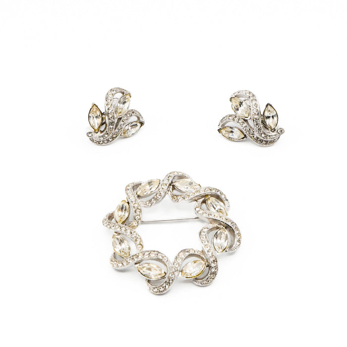 Vintage Sarah Coventry Demi Parure Theatre Brooch Screw-Back Earrings Set