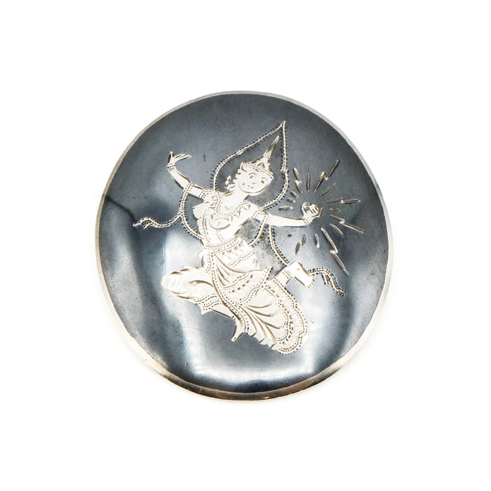 Vintage SIAM Sterling Silver Manimekhala Goddess of Lightning Brooch Pin