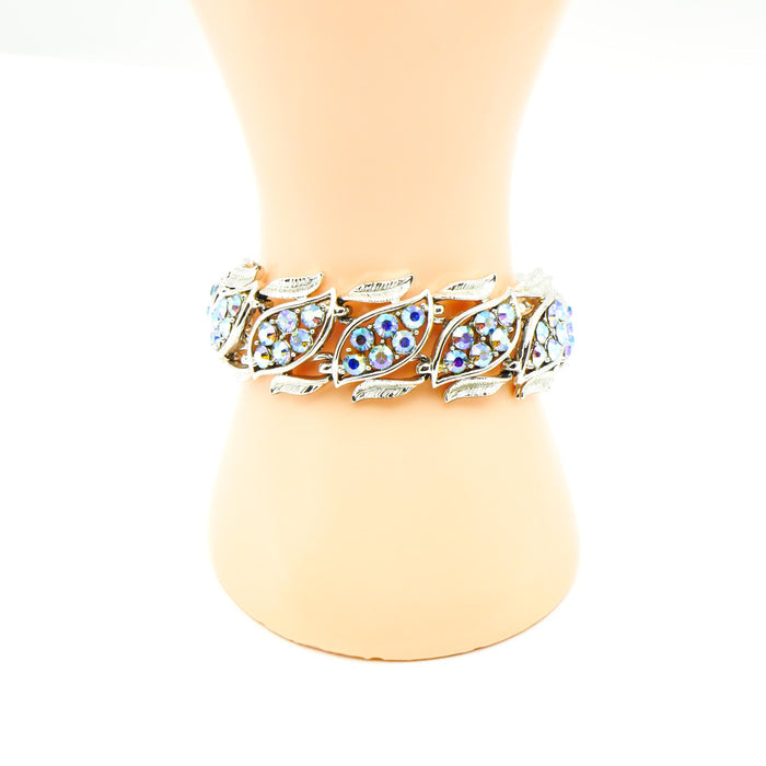 Vintage Signed Coro Blue Aurora Borealis Parure Bracelet, Earrings and Brooch