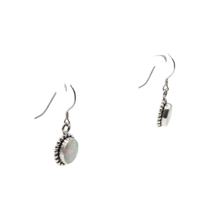 Vintage Sterling Silver White Opal Dangle Earrings Signed S Star Southwestern