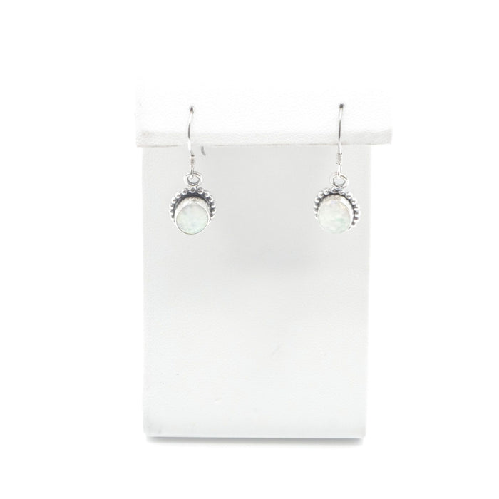 Vintage Sterling Silver White Opal Dangle Earrings Signed S Star Southwestern