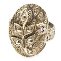 Vintage West Germany Leaf Pattern Ring Size 8 Adjustable