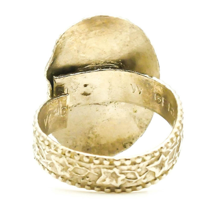 Vintage West Germany Leaf Pattern Ring Size 8 Adjustable
