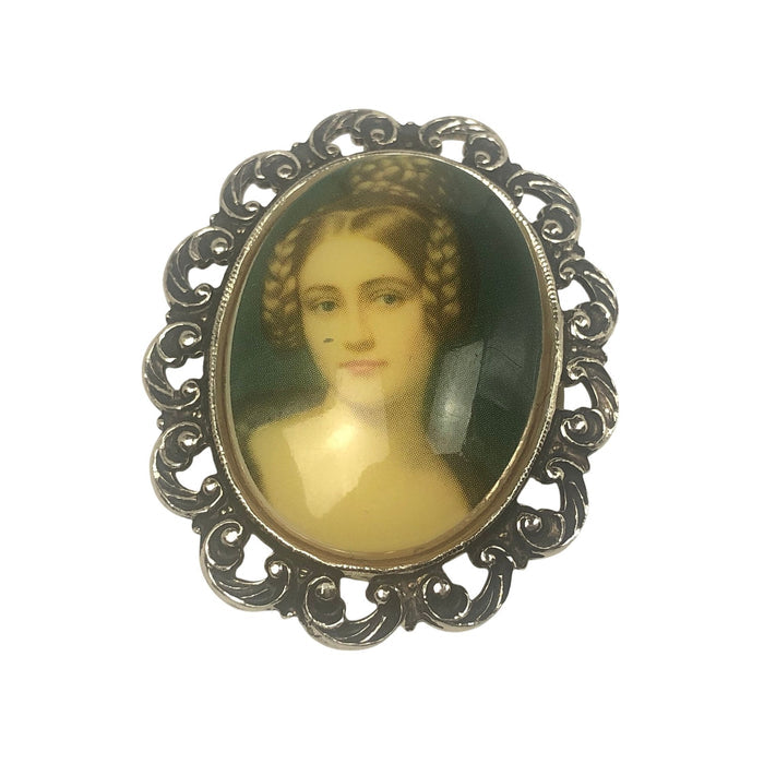 Vintage WESTERN GERMANY Scarf Clip With Portrait of a Lady