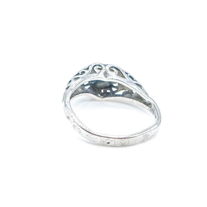Vintage Wheeler Sterling Silver Heart Ring With Black Agate Size 6