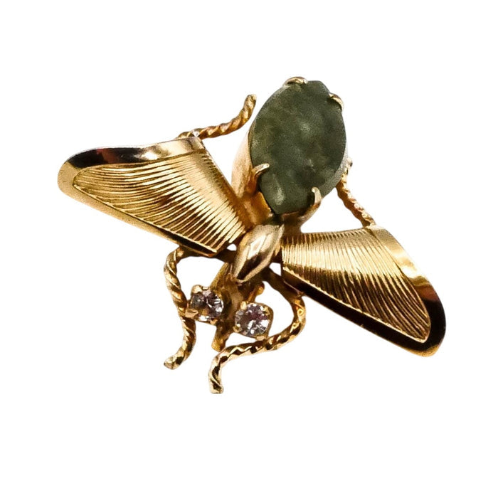Vintage Winard Bee 12k Gold Filled Brooch Pin With Jade
