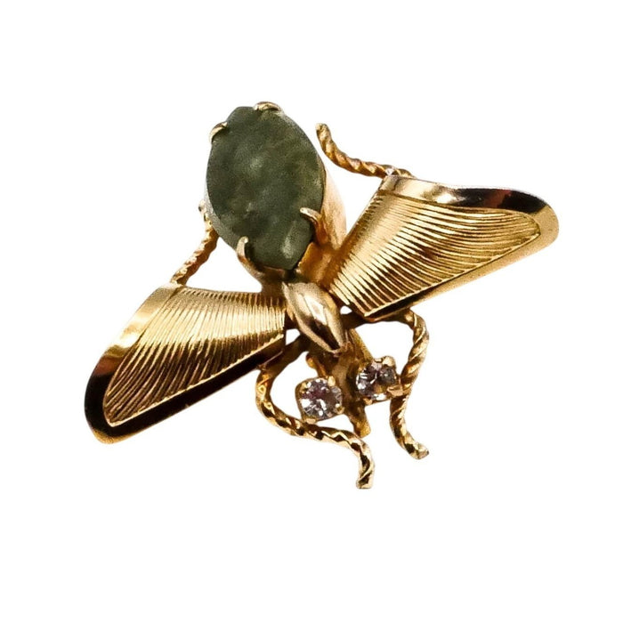Vintage Winard Bee 12k Gold Filled Brooch Pin With Jade